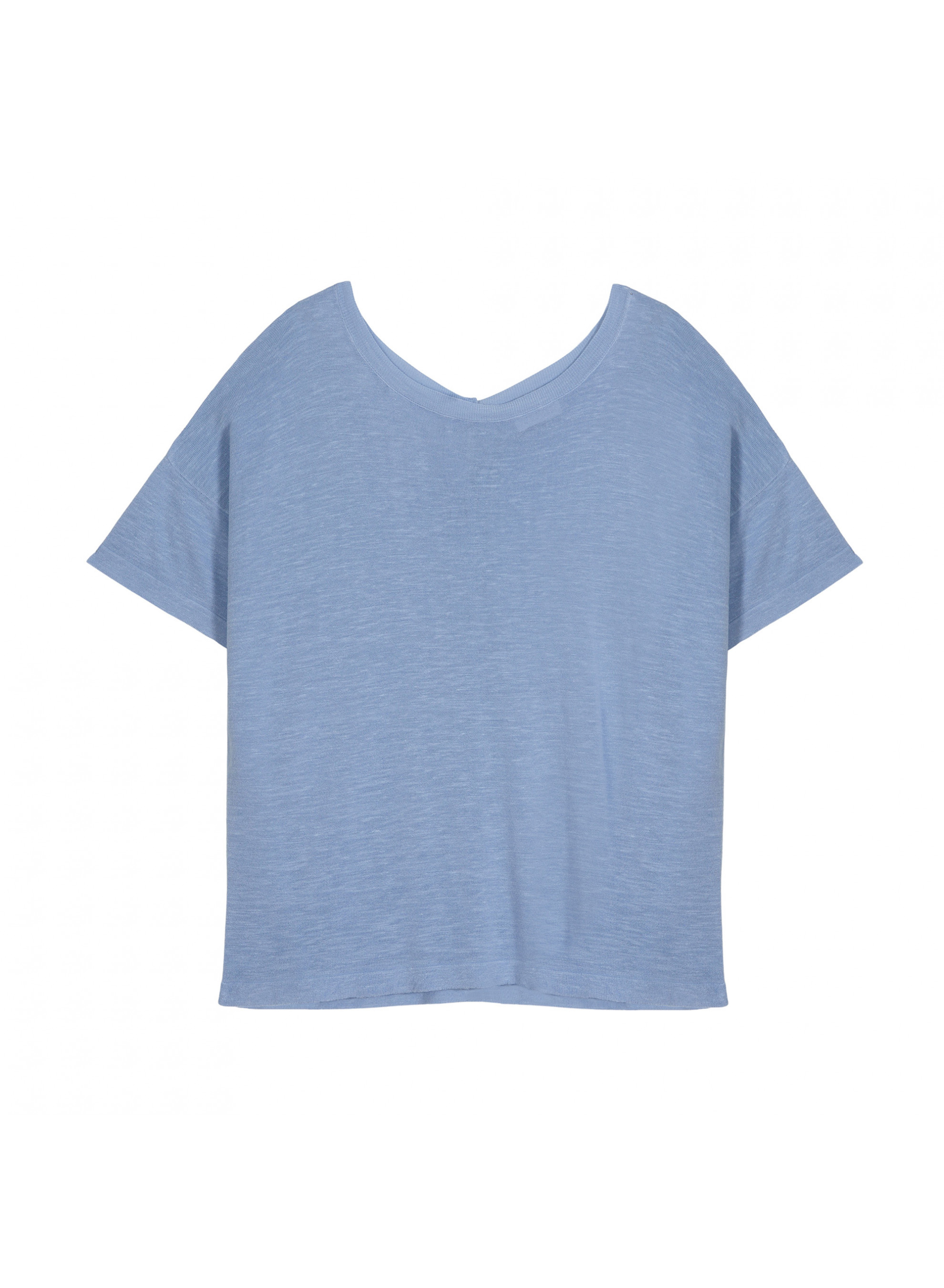 Flamed linen button back t-shirt - Tally