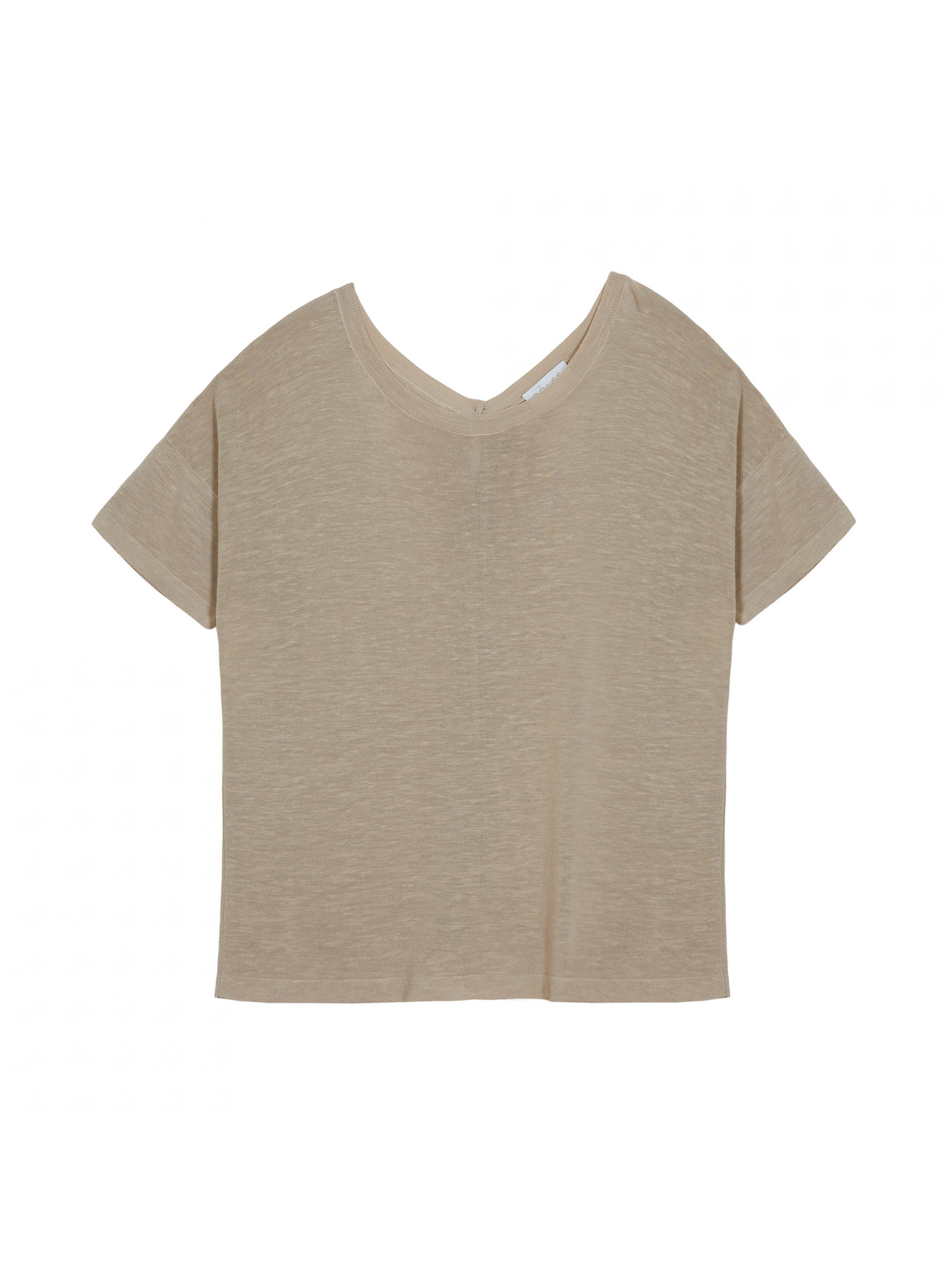 T-shirt boutonné dans le dos en lin flammé - Tally 7620 raphia - 12 Beige clair