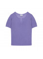 Flamed linen t-shirt with tunisian collar - Bohême