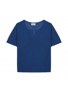 Flamed linen t-shirt with tunisian collar - Bohême
