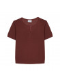 Flamed linen t-shirt with tunisian collar - Bohême