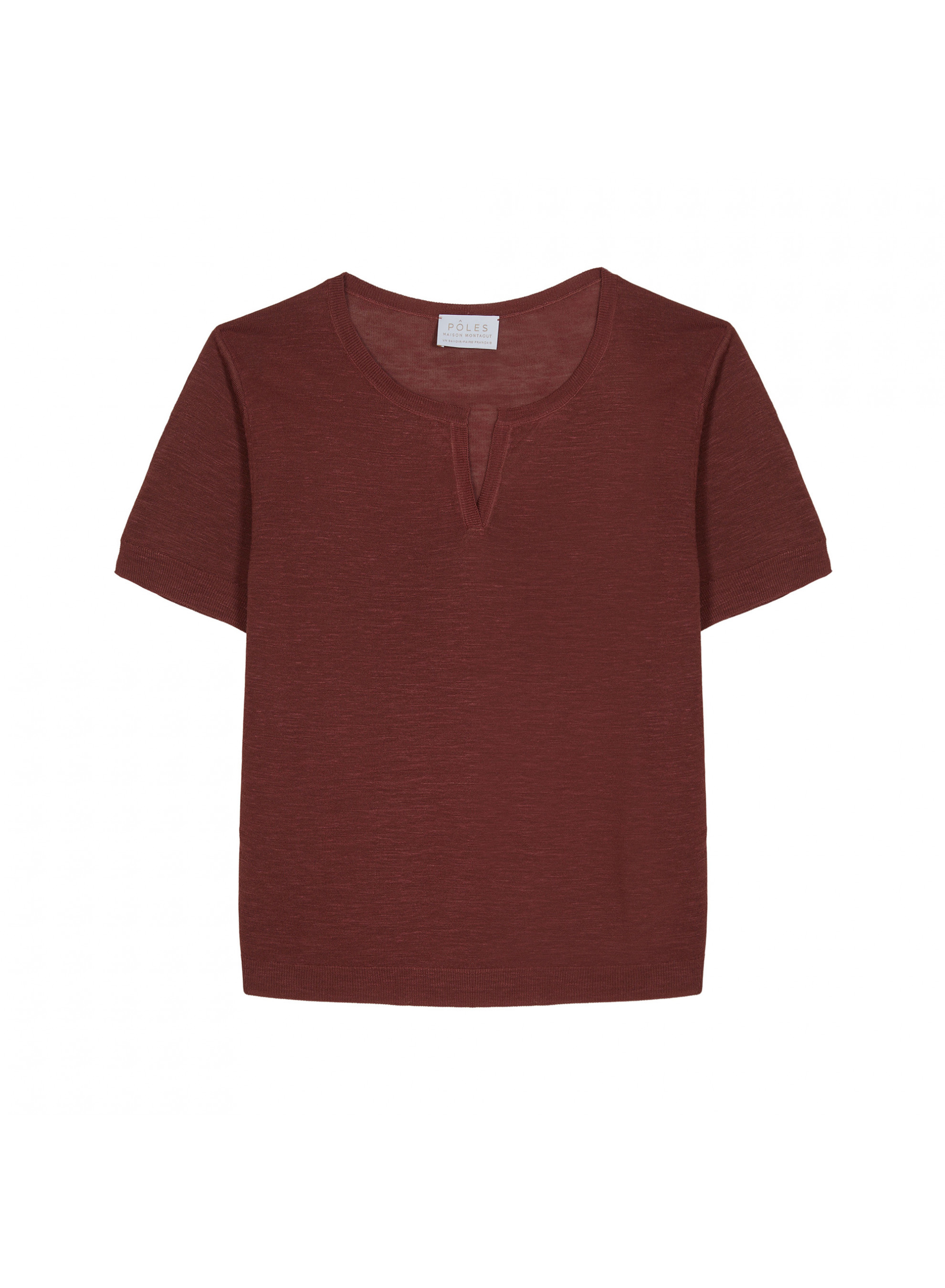 Flamed linen t-shirt with tunisian collar - Bohême