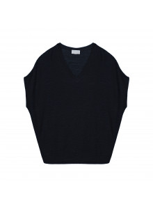 T-shirt manche chauve-souris en lin flammé - Tarra 7640 marine - 05 Bleu marine