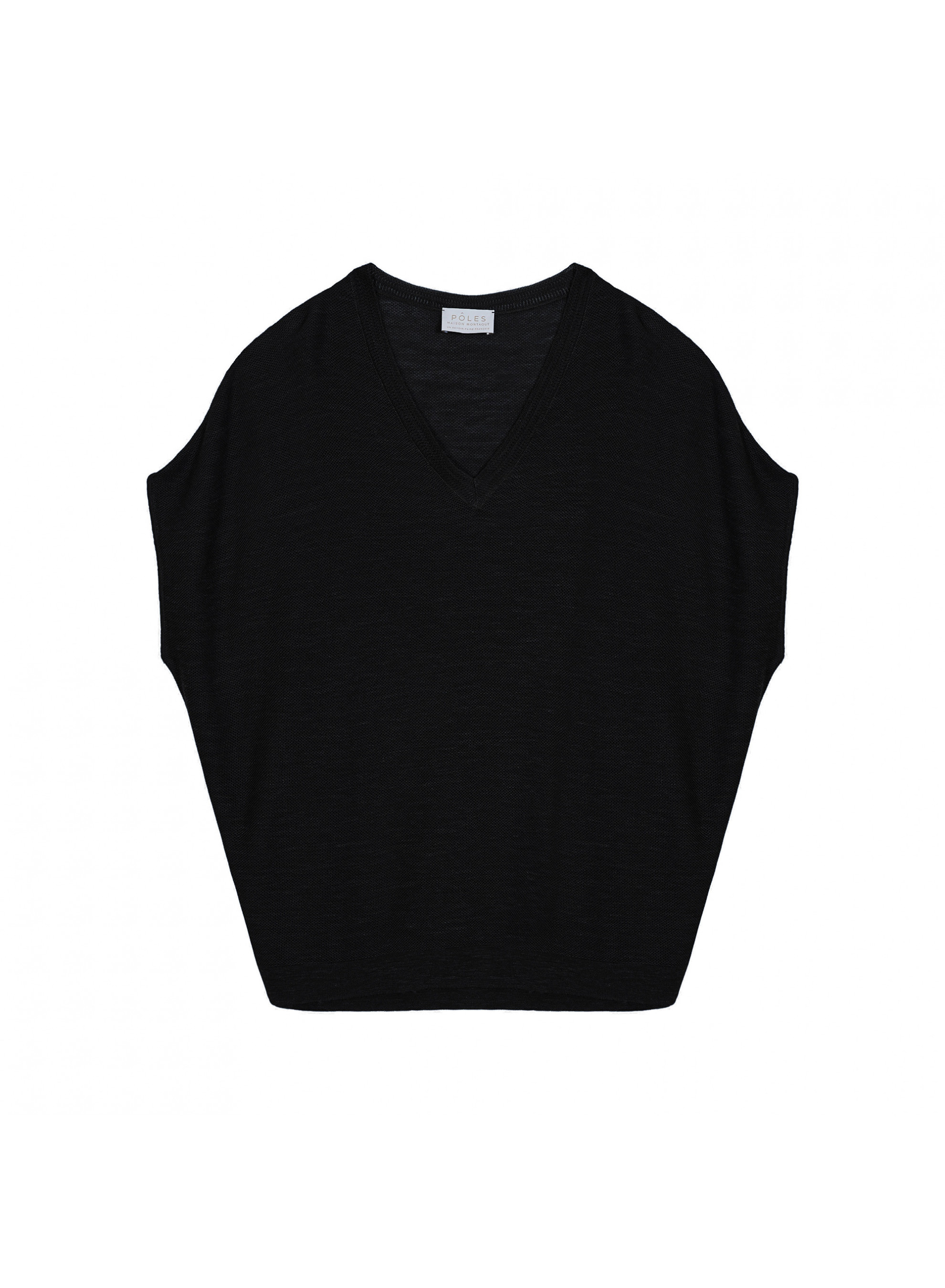 T-shirt manche chauve-souris en lin flammé - Tarra 7610 noir - 01 Noir