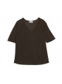 T-shirt manches coudes en lin flammé - Bonbon 7650 kaki - 83 Kaki