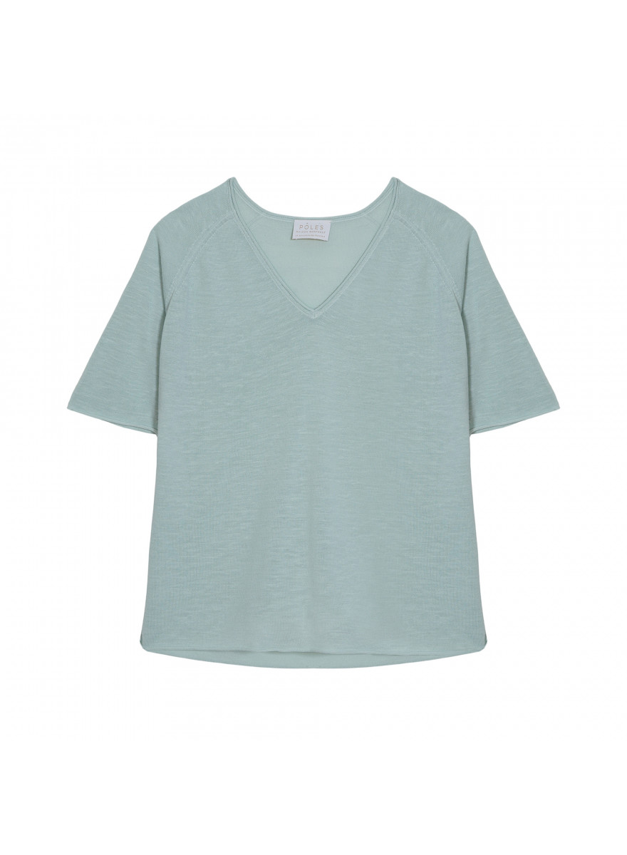 Flamed linen elbow sleeve t-shirt - Bonbon