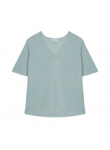 Flamed linen elbow sleeve t-shirt - Bonbon
