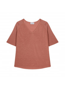 Flamed linen elbow sleeve t-shirt - Bonbon