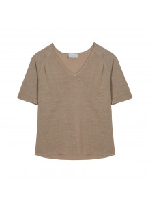 Flamed linen elbow sleeve t-shirt - Bonbon