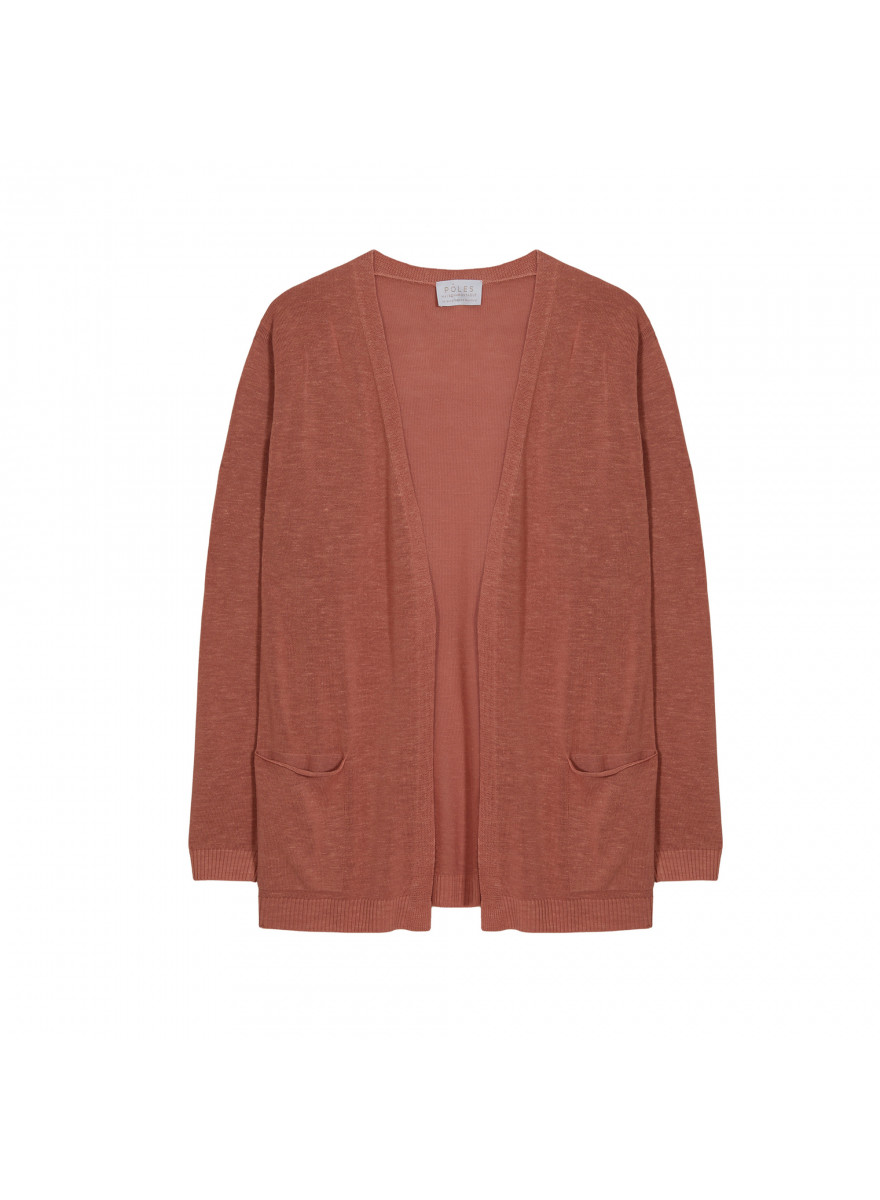 Gilet long avec poches en lin flammé - Tabata