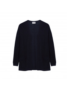 Gilet long avec poches en lin flammé - Tabata 7640 marine - 05 Bleu marine