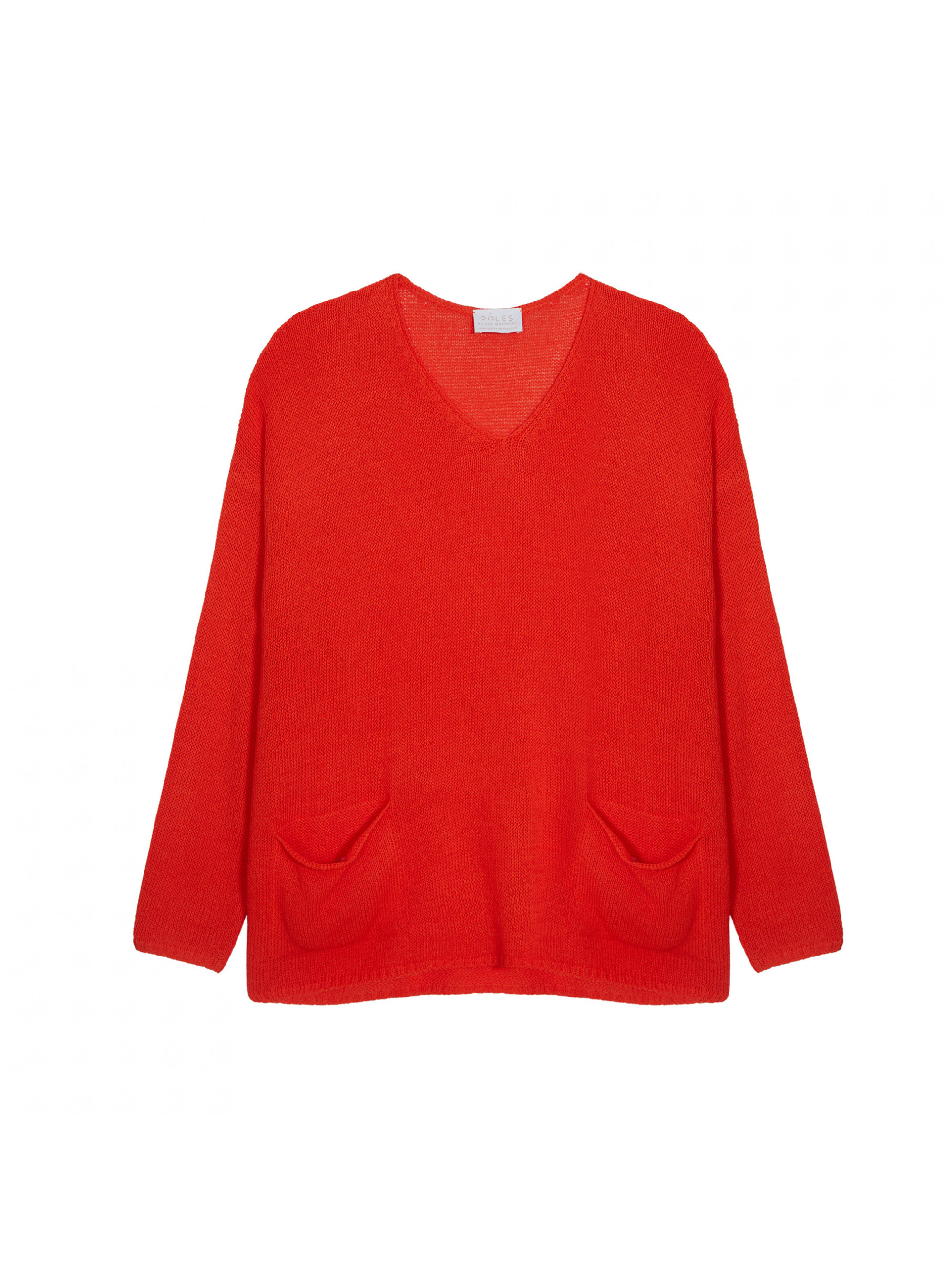 Oversized V-neck sweater in corallo - Telma