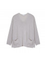 Pull oversize col V en corallo - Telma 7620 raphia - 12 Beige clair