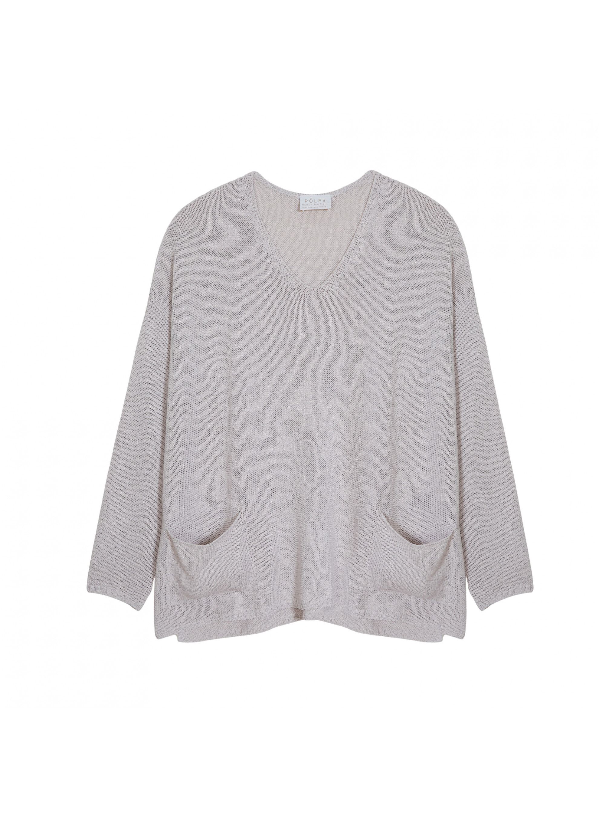 Pull oversize col V en corallo - Telma 7620 raphia - 12 Beige clair