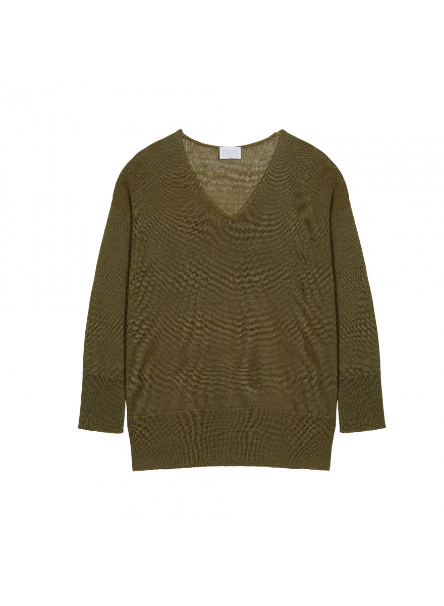 Pull oversize col V en lin - Tiphaine