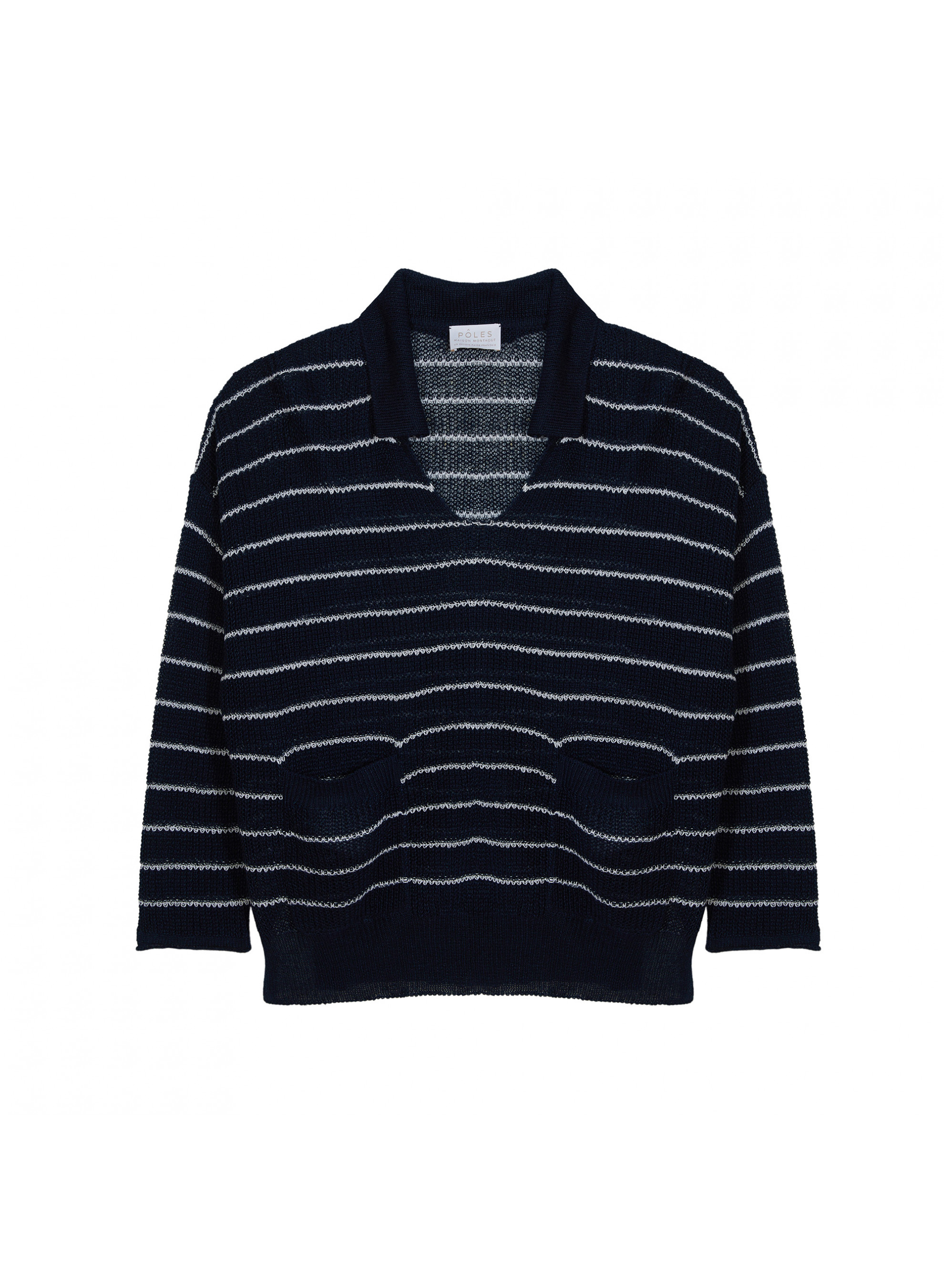 Pull ample col polo en lin - Tiara 7729 marine/ecru