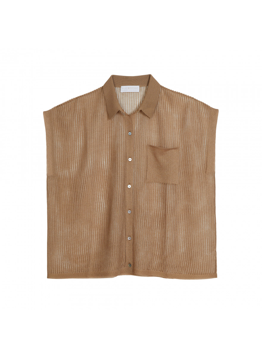 Short-sleeved blouse with iridescent effect - Stacy