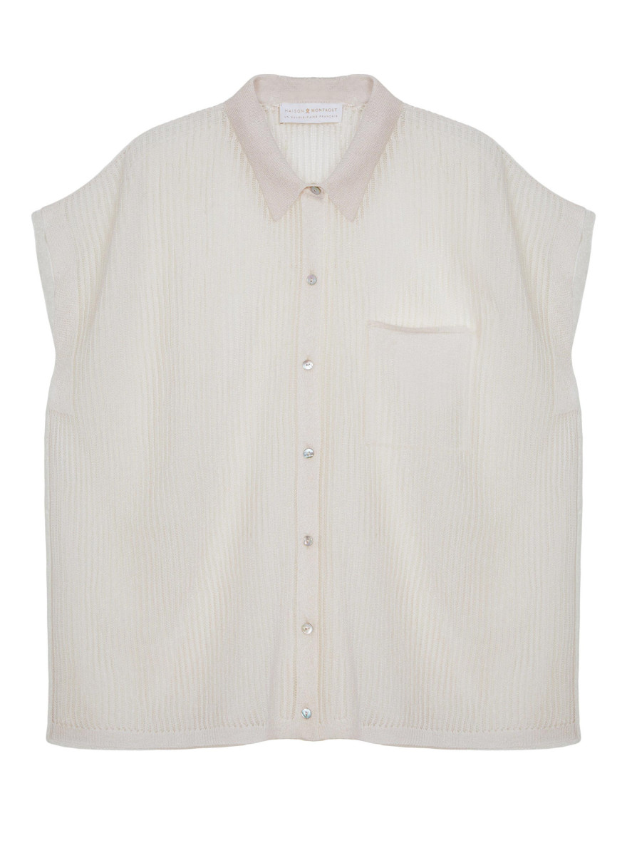 Short-sleeved blouse with iridescent effect - Stacy