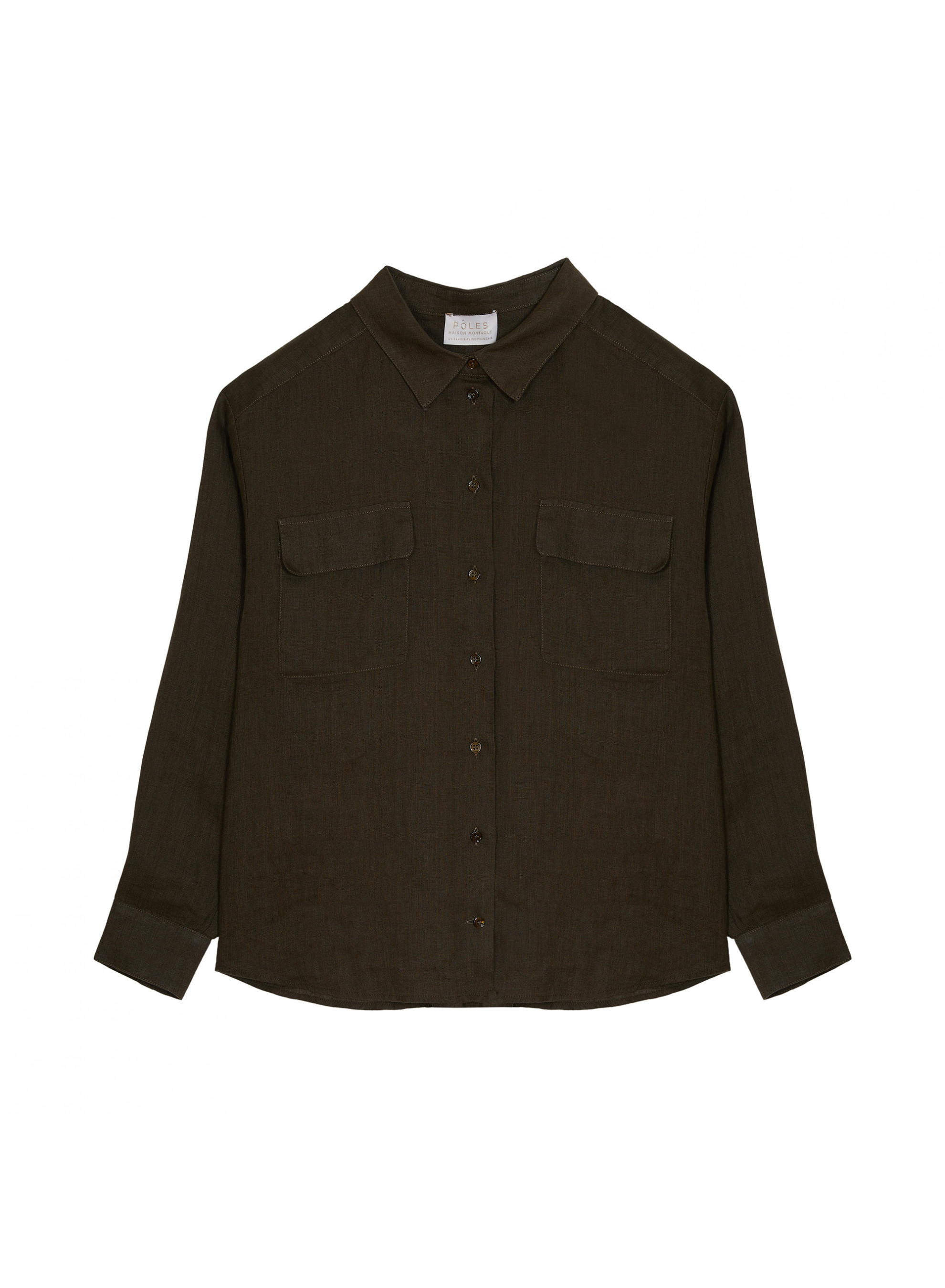 Chemise manches longues chaine en lin - Tonya 7650 kaki - 83 Kaki