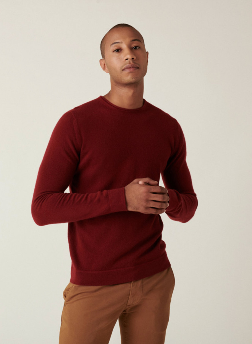 Round-neck cashmere sweater with rolled finishes - Ernest