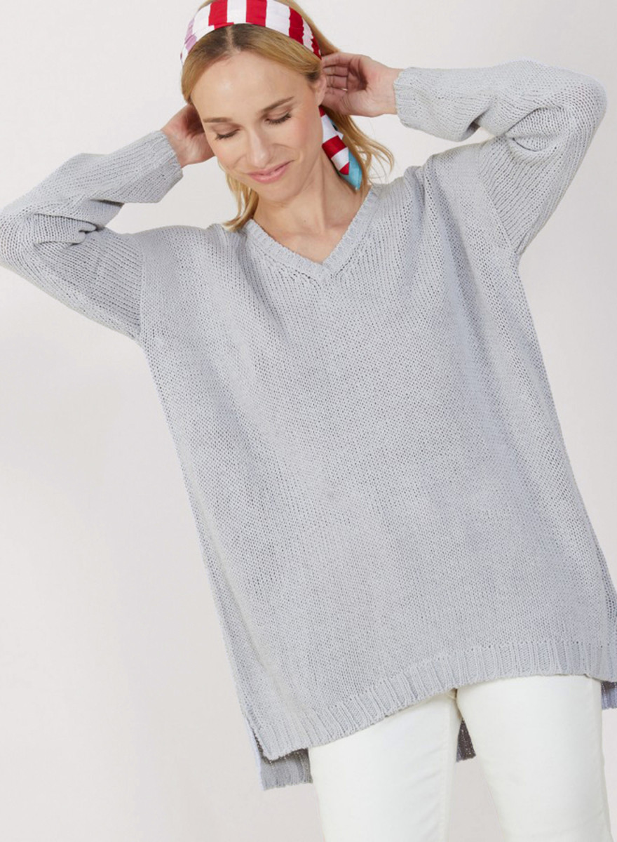 Large chunky knit v-neck sweater - Balata