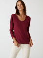 Pull col rond en laine mérinos maille fine - Altesa 7482 griotte - 17 Violet