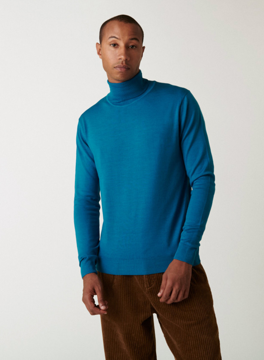 Pull col roulé avec logo en laine mérinos - Enzo