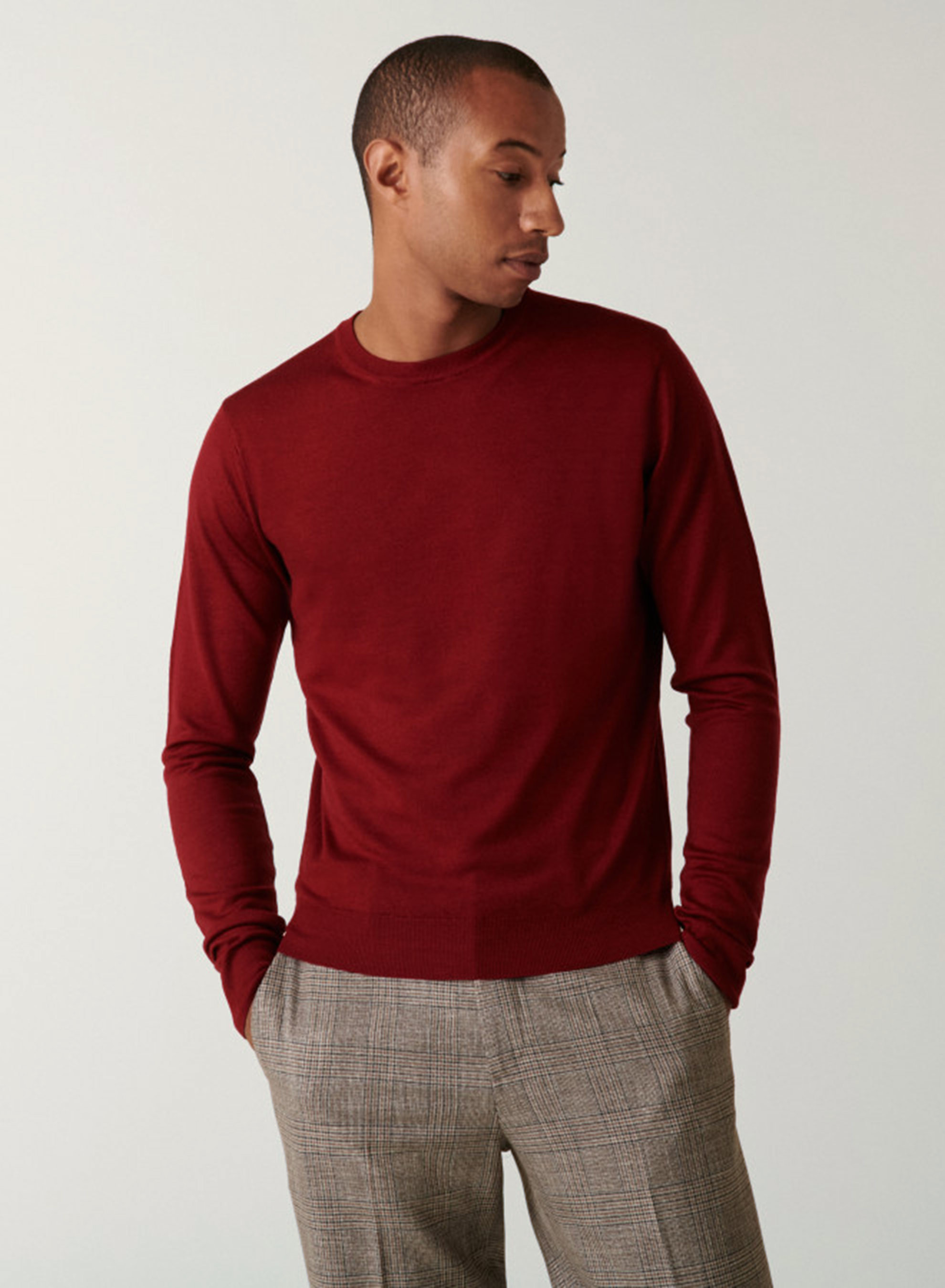 Pull col rond avec logo en laine mérinos - Eddie 7461 cognac - 92 Rouille