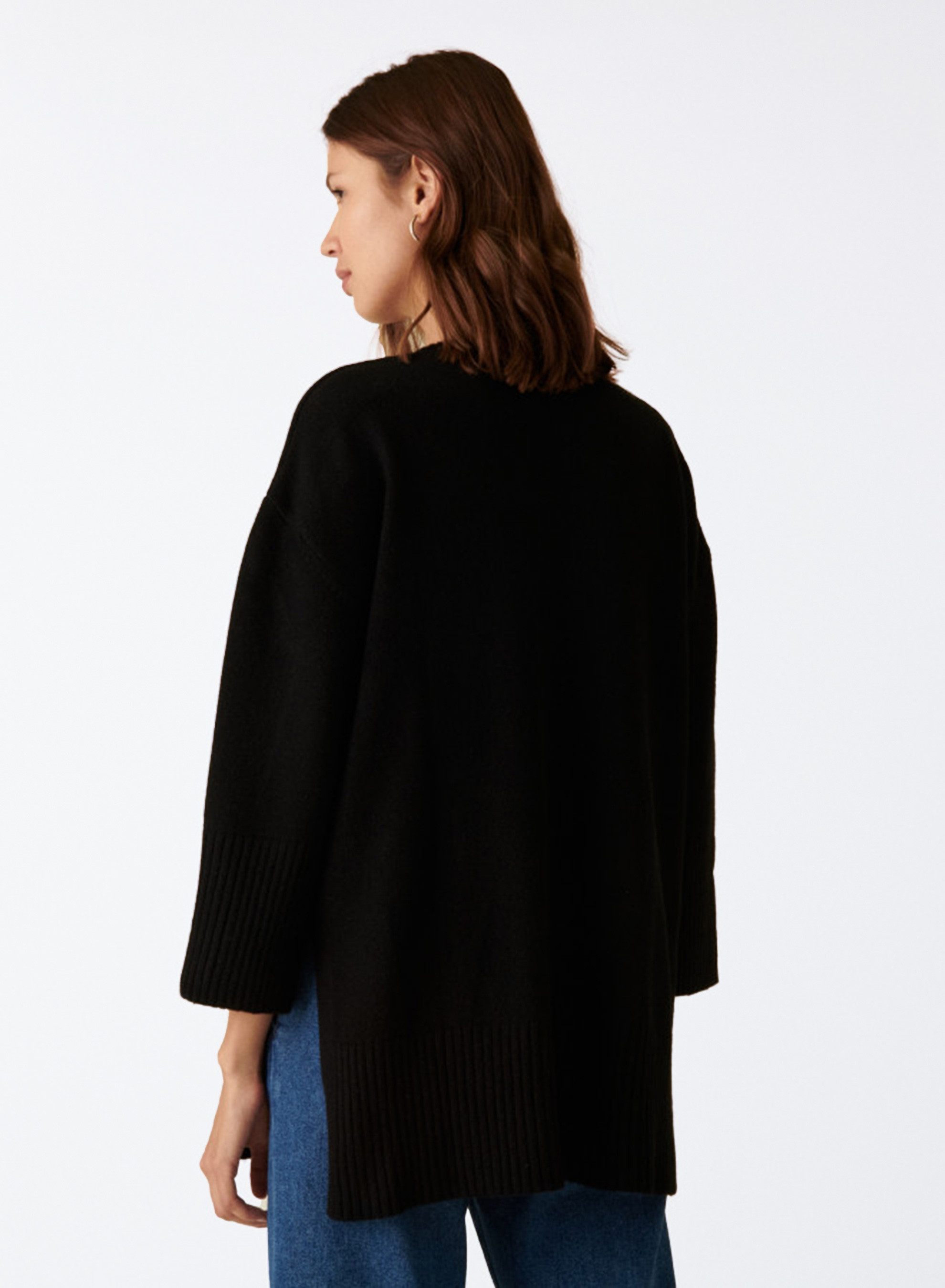 Pull ample à fentes en cachemire et laine recyclés - Darius 7403 ecru - 82 Ecru