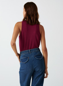 Merino wool round-neck jersey stitch tank top - Antenia