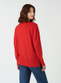Pull col V à fentes en laine mérinos - Aurora 7480 rubis - 52 Rouge