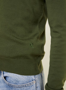 Gilet boutonné avec logo en laine mérinos - Etienne 7850 foret - 83 Kaki