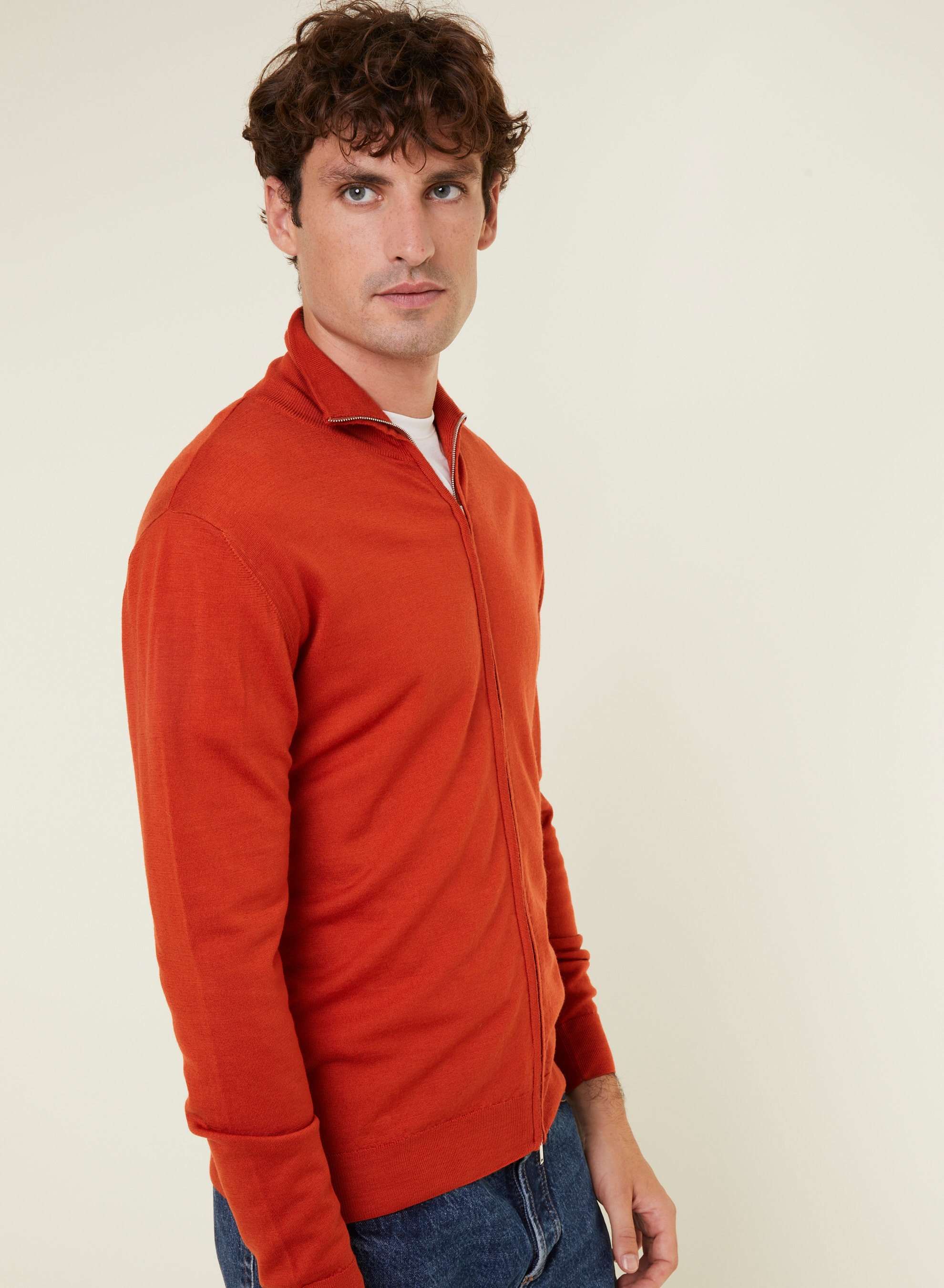 Gilet zippé avec logo en laine mérinos - Estian 7870 ecureuil - 92 Rouille