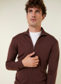Gilet zippé avec logo en laine mérinos - Estian 7830 brun - 47 Marron foncé