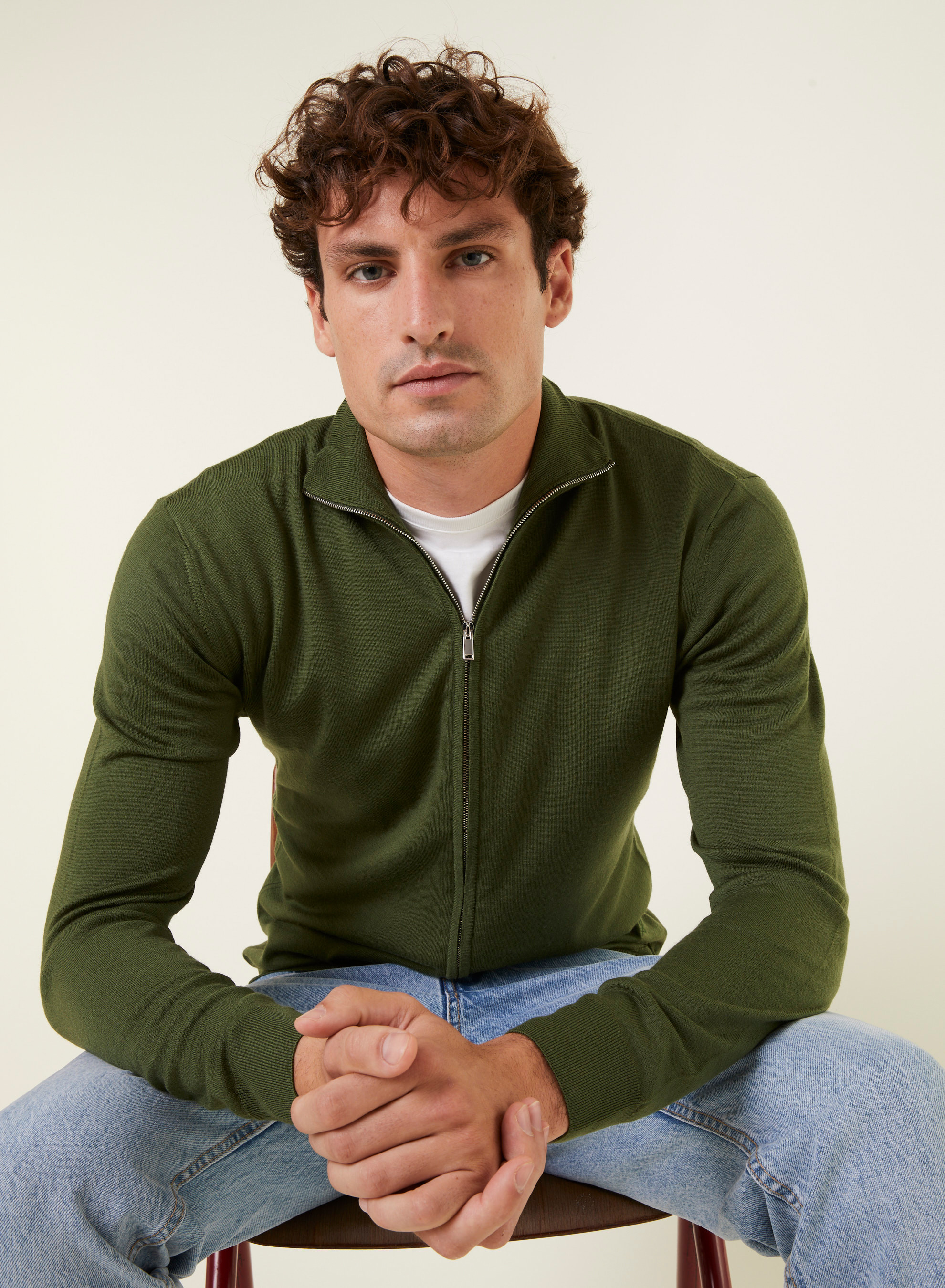 Zipped vest with logo in merino wool - Estian
