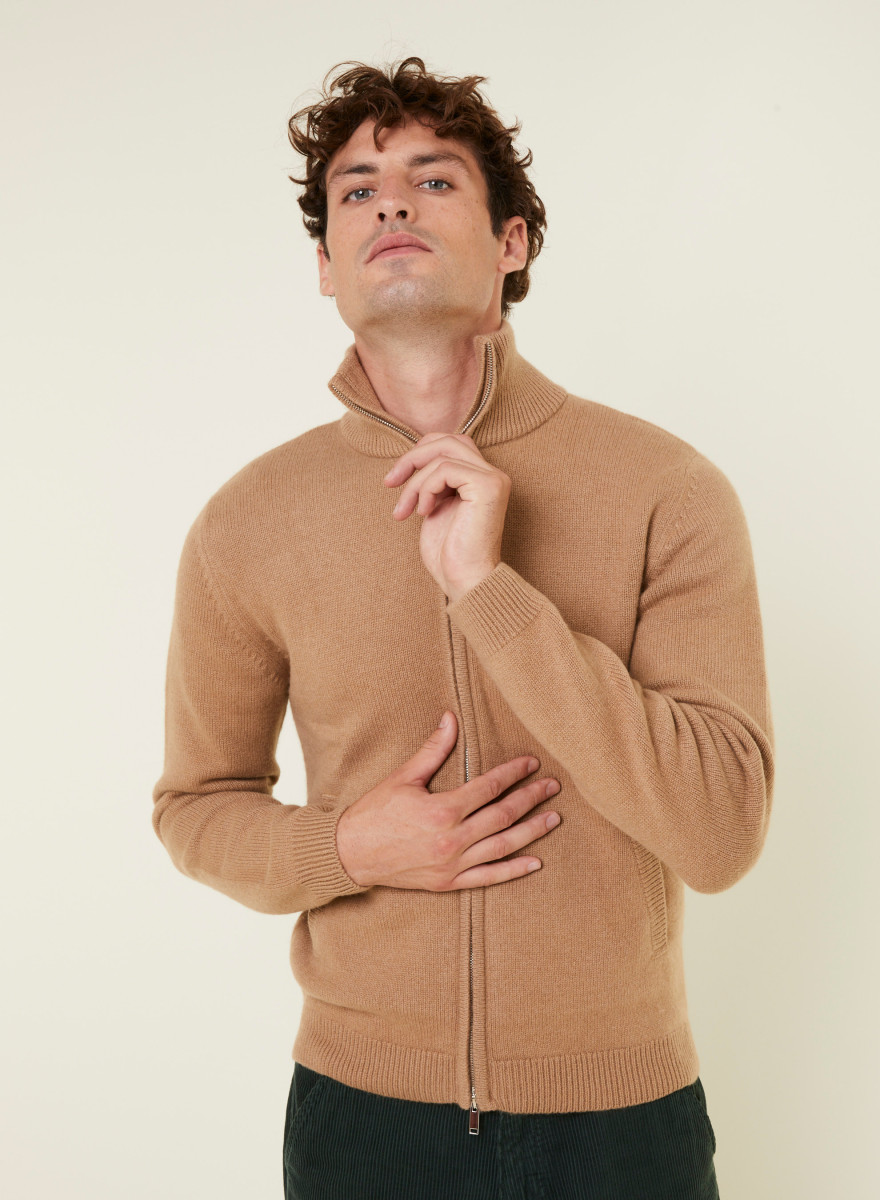 Zipped jacket in 4-ply cashmere - Balthazar