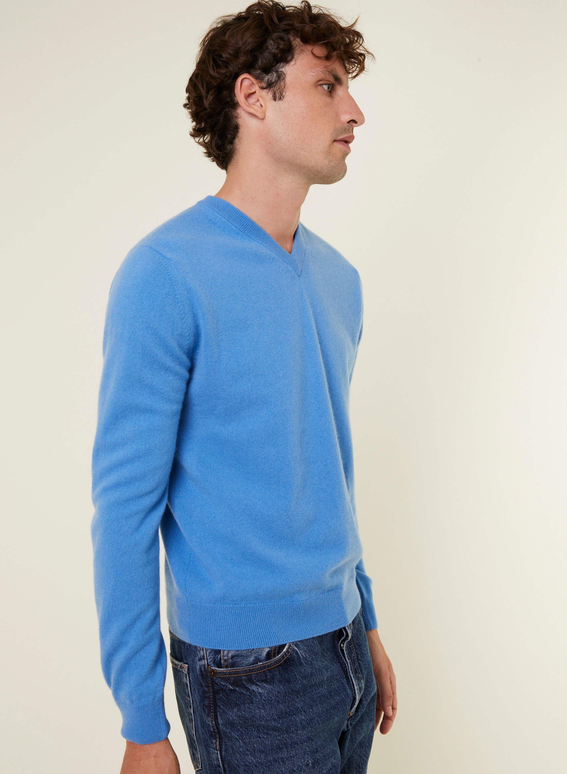 Pull col V en cachemire - Evann 7850 foret - 83 Kaki