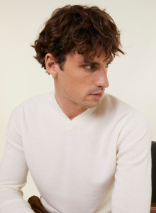 Pull col V en cachemire - Evann 7801 ecru - 82 Ecru