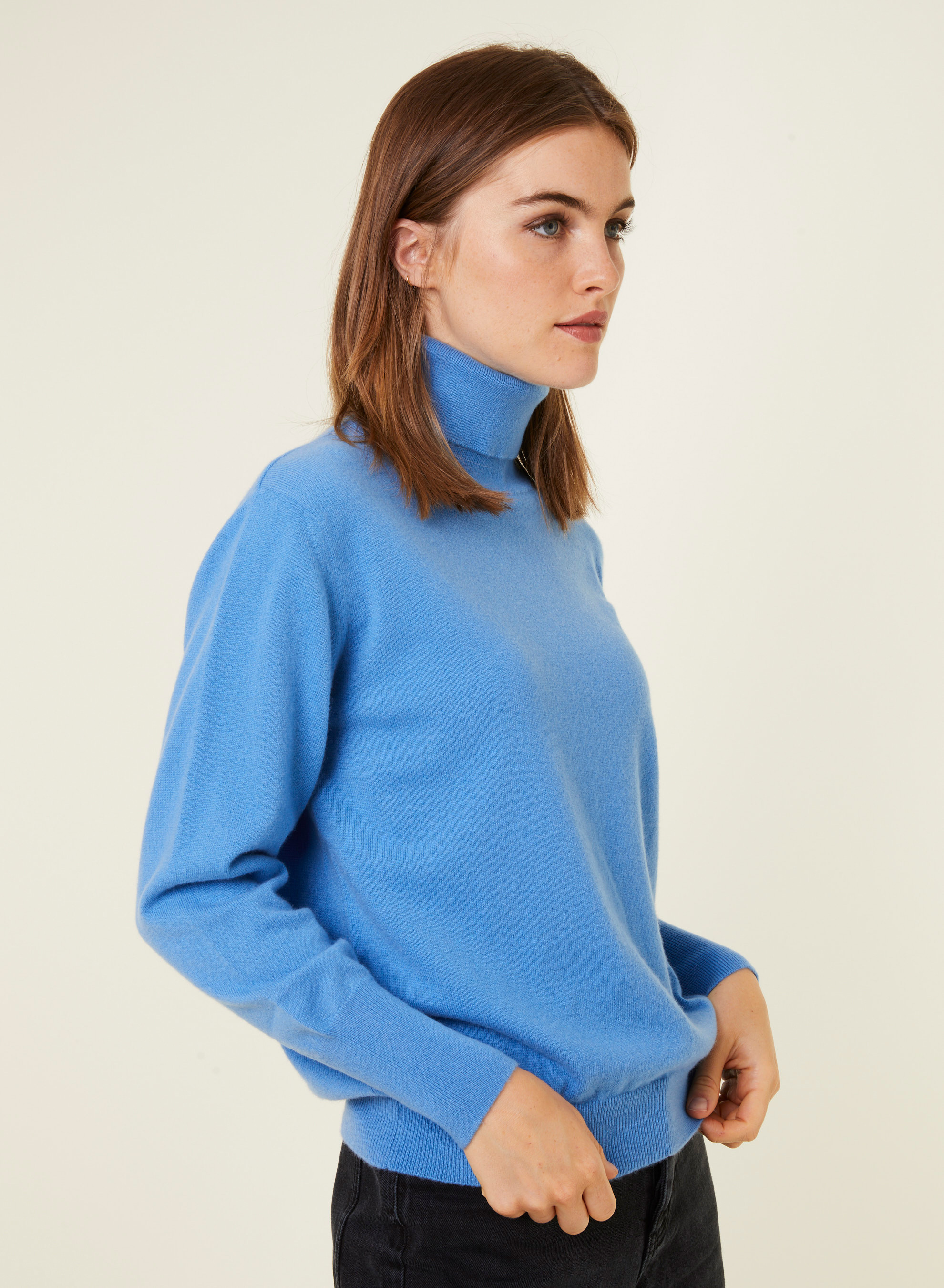 Pull col roulé en cachemire - Anabelle 7841 saphir - 06 Bleu moyen