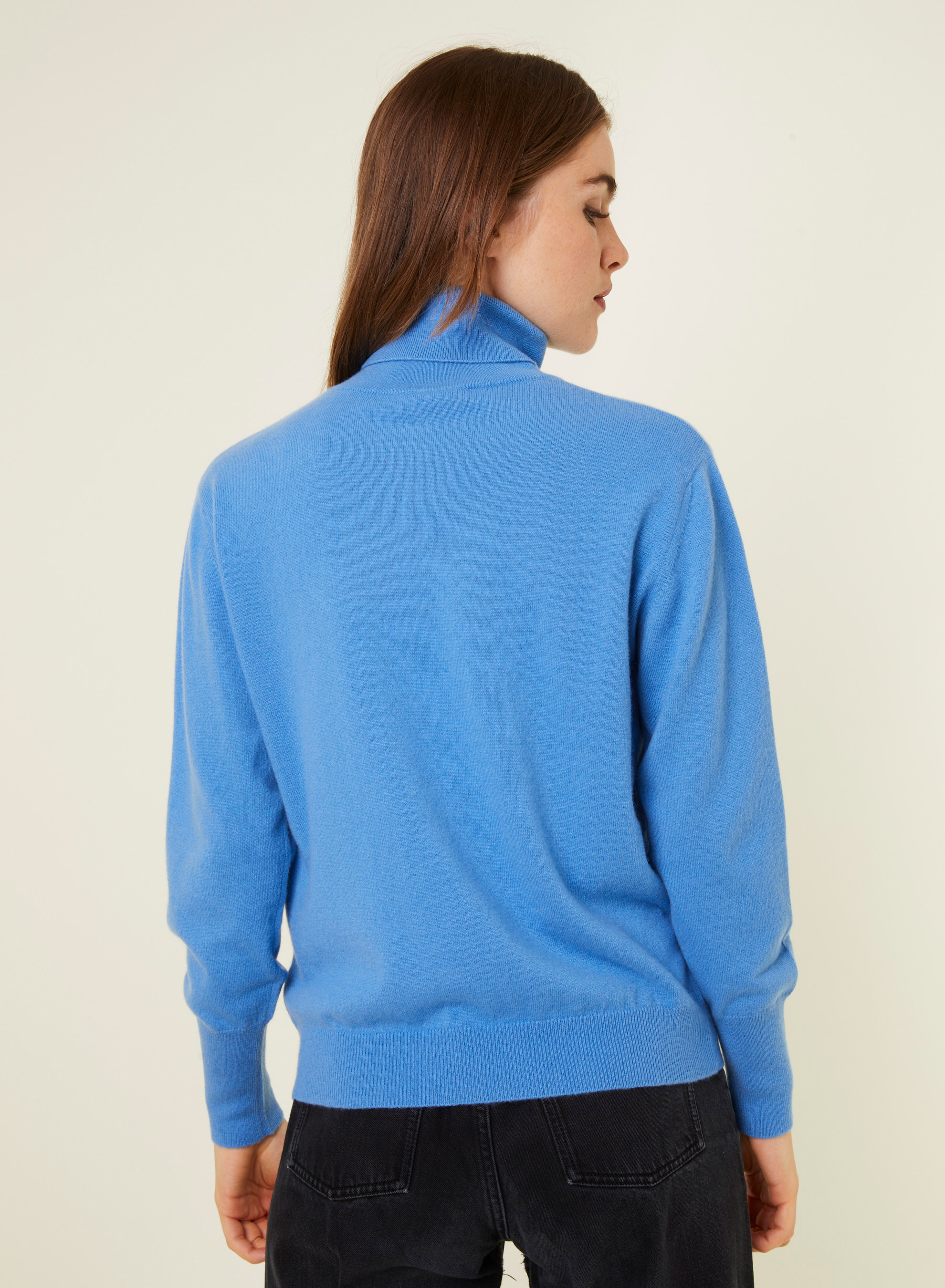 Pull col roulé en cachemire - Anabelle 7841 saphir - 06 Bleu moyen