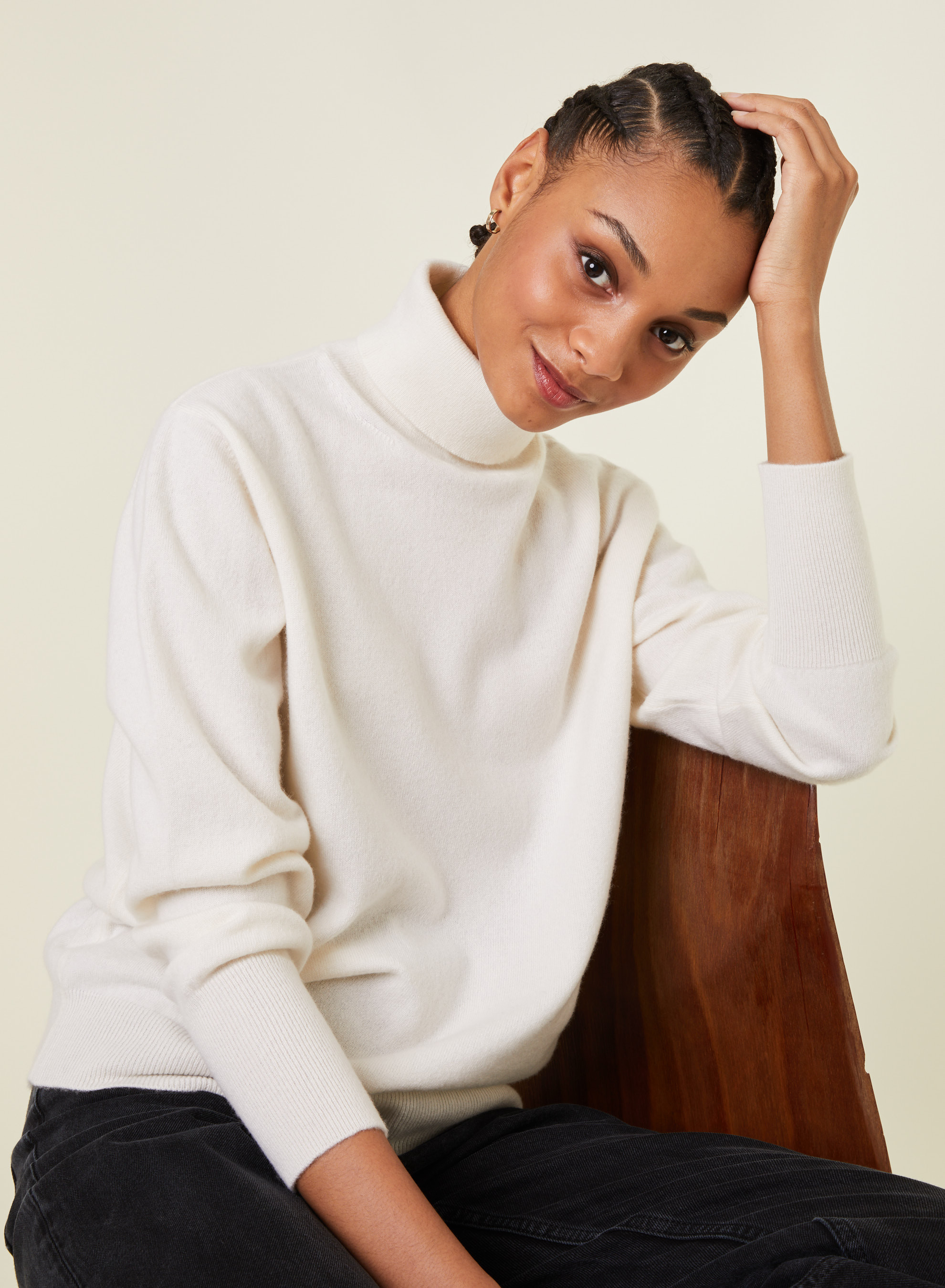 Pull col roulé en cachemire - Anabelle 7801 ecru - 82 Ecru