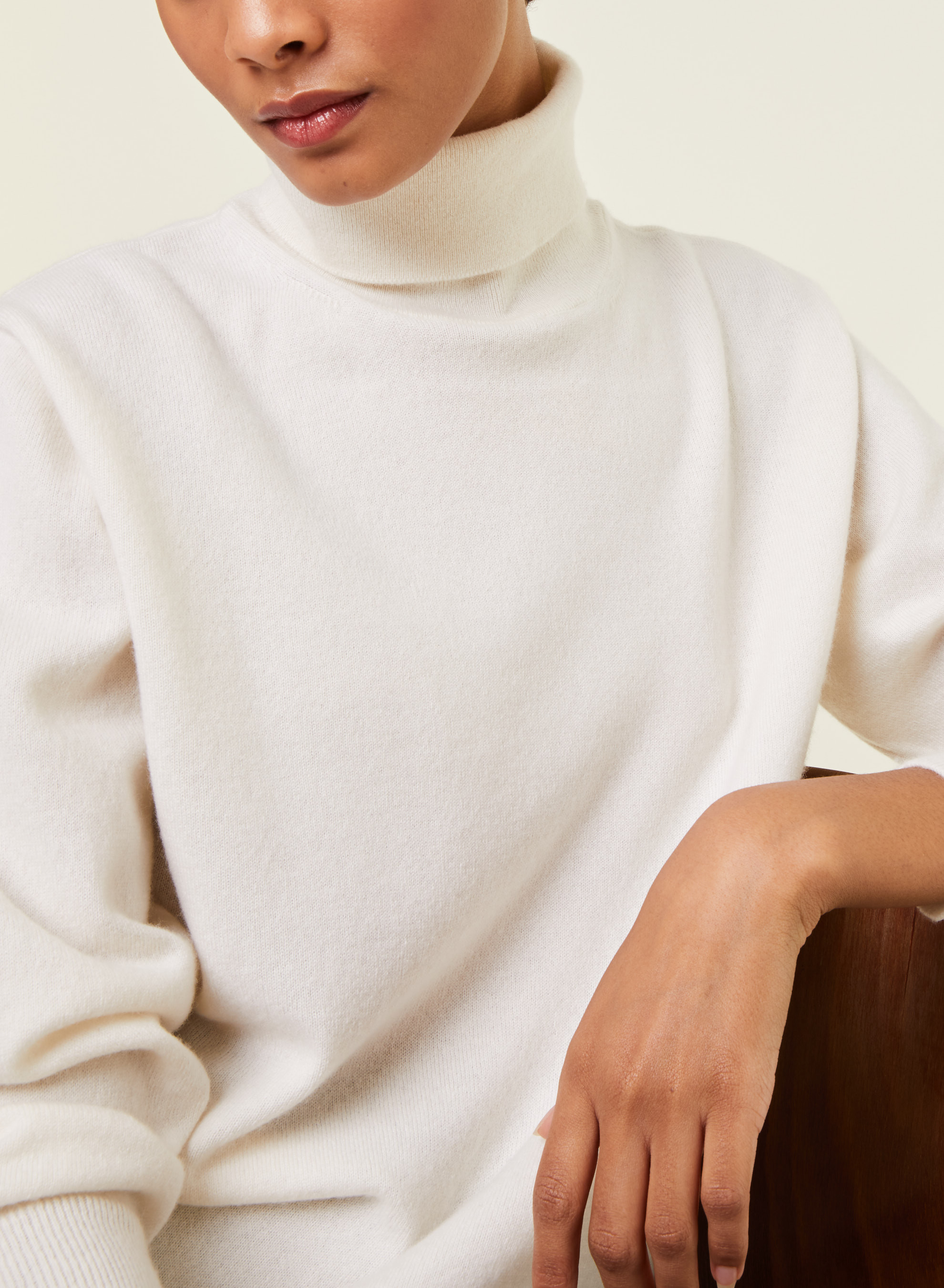Pull col roulé en cachemire - Anabelle 7801 ecru - 82 Ecru