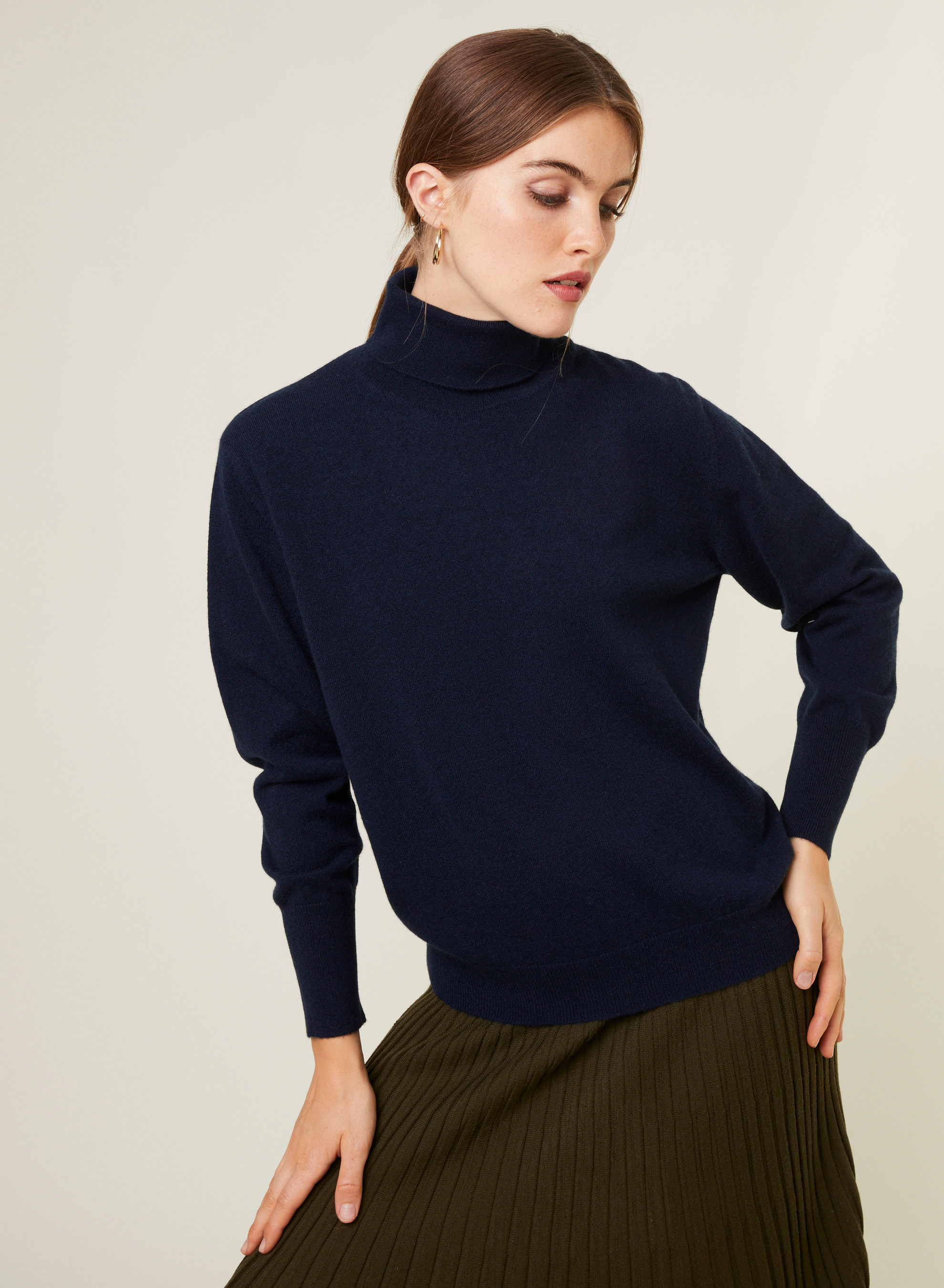 Pull col roulé en cachemire - Anabelle 7840 marine - 05 Bleu marine