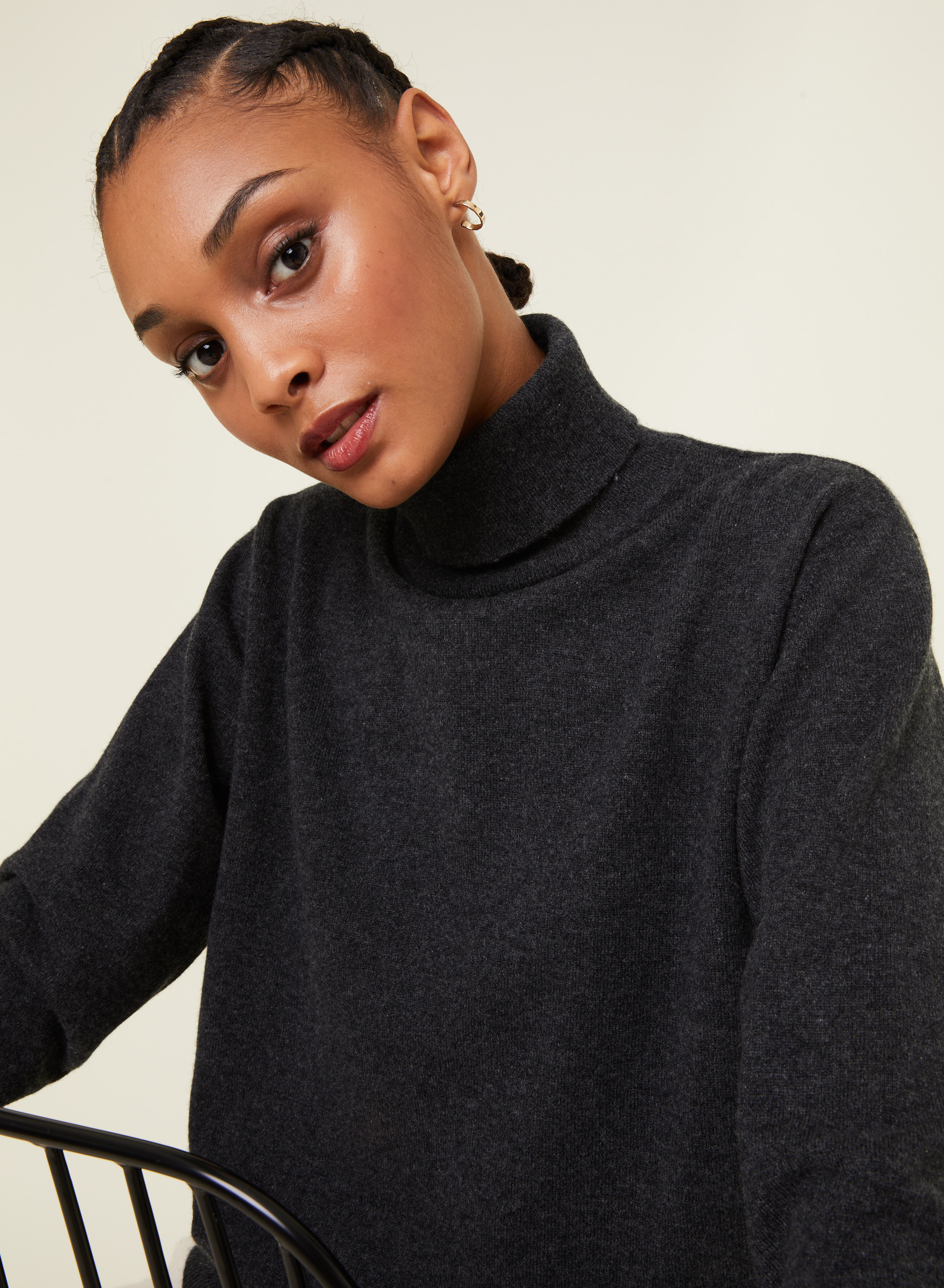 Pull col roulé en cachemire - Anabelle 7813 ombre - 10 Gris foncé