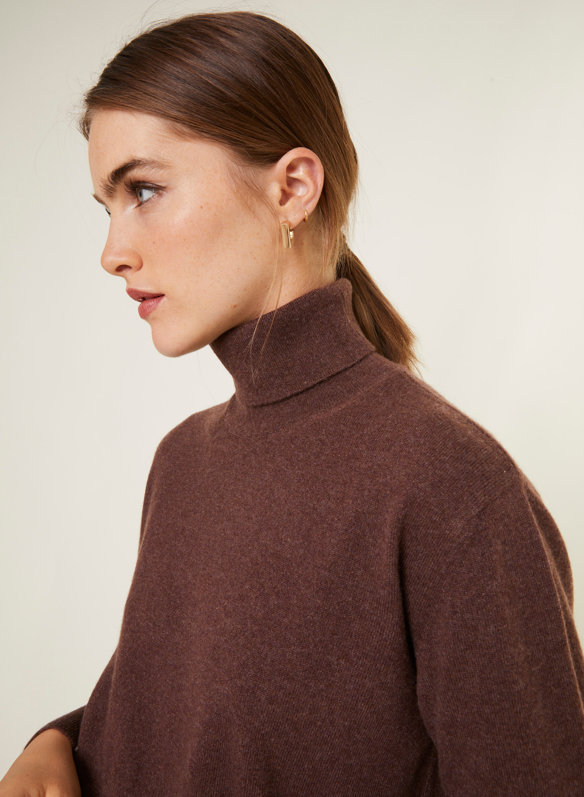 Pull col roulé en cachemire - Anabelle 7830 brun - 47 Marron foncé