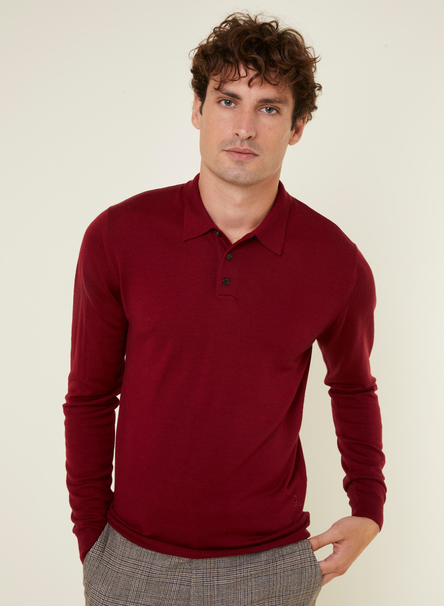 Polo neck sweater with logo in merino wool - Eni