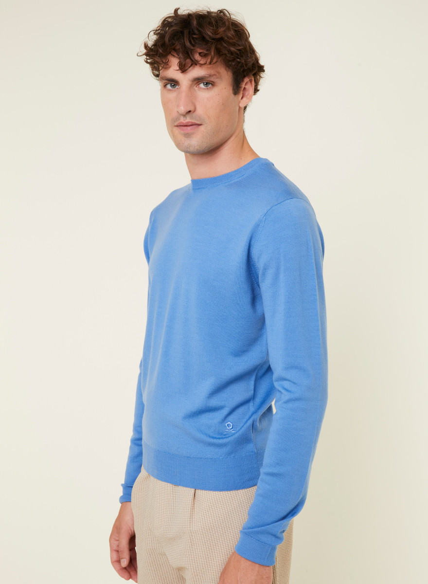 Crew neck sweater with logo in merino wool - Eddie