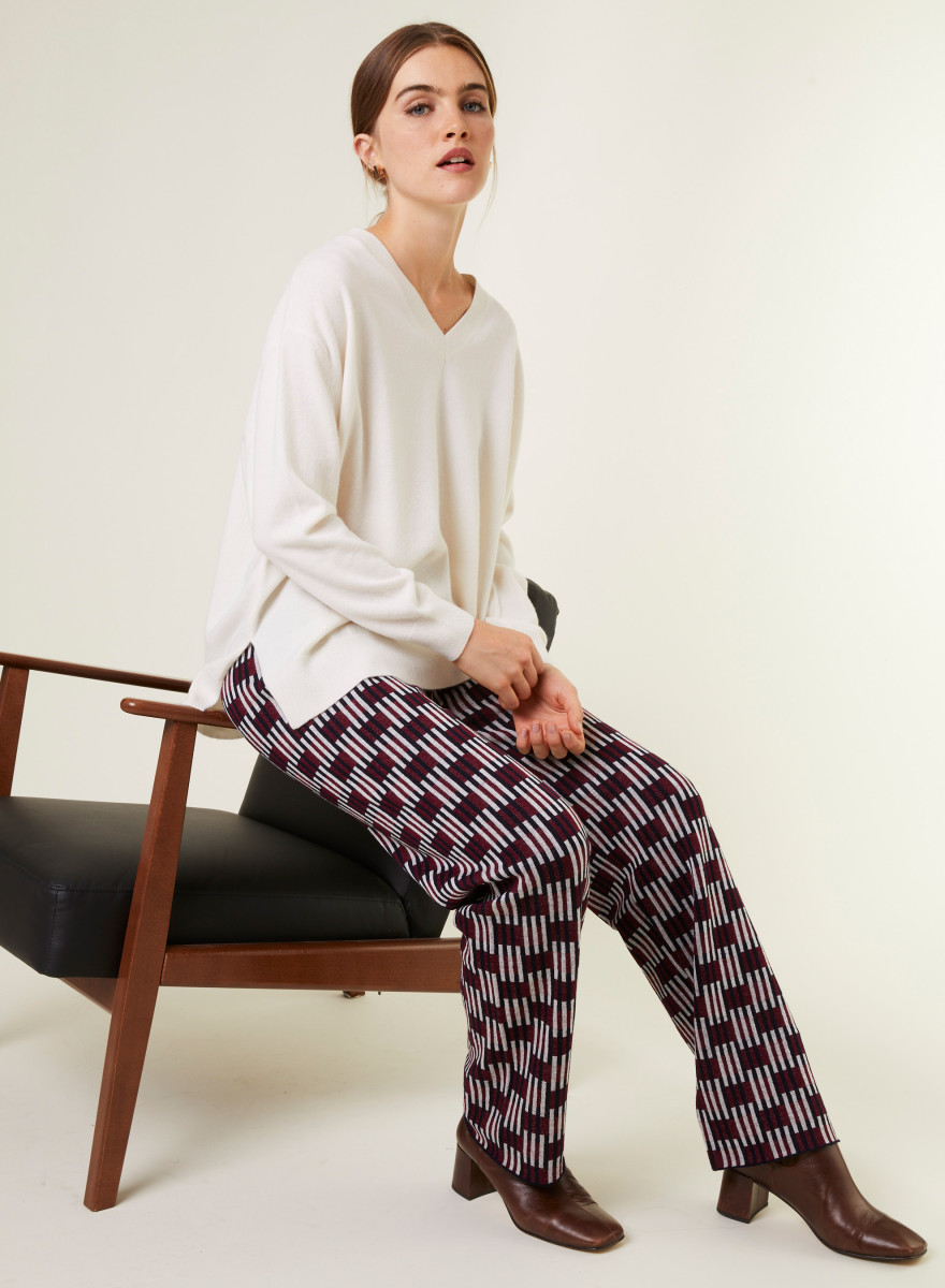 Pull ample à fentes col V en cachemire - Alienor