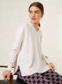 Pull ample à fentes col V en cachemire - Alienor 7801 ecru - 82 Ecru