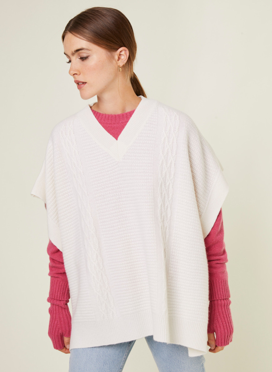 V-neck cape with cashmere dots - Gigi